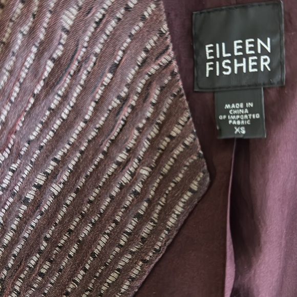 Eileen Fisher Silk Blend Blazer Wine Open Front 3/4 Sleeve Sz XS and pockets - Picture 4 of 5